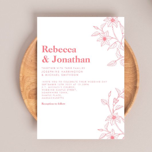 Blumenstrauß Art Pink Hochzeit Einladung
