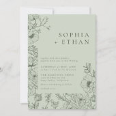 Blumenstrauß Art Sage Grüne Hochzeit Einladung (Vorderseite)