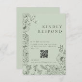 Blumenstrauß Art Sage Grüne Hochzeit RSVP Karte (Vorne/Hinten)