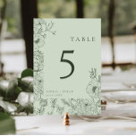 Blumenstrauß Art Sage Grüne Hochzeit Tischnummer<br><div class="desc">Moderne Blumenstrauß-Tischnummer in einem Rahmen von Grüner Hochzeit.</div>