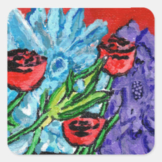 Blumenstrauß-Aufkleber Quadratischer Aufkleber