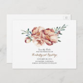 Blumenstrauß aus Elfenbein Wasserfall Save the Dat Ankündigungspostkarte (Vorne/Hinten)