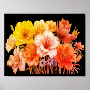 Blumenstrauß aus gelben und orangen Blüten an der Poster