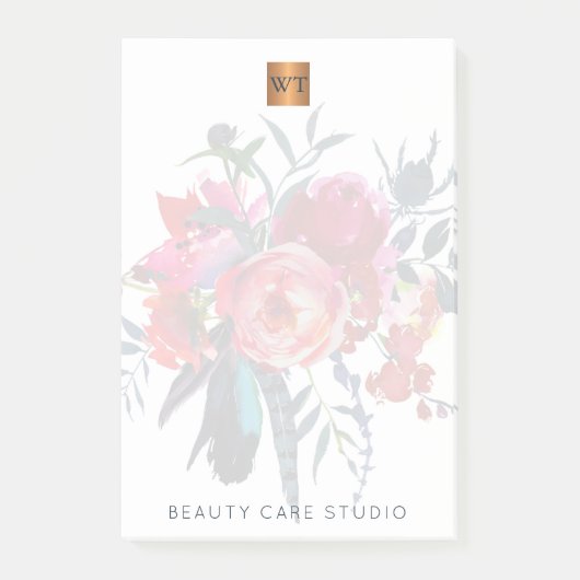 Blumenstrauß aus metallischem Gold, mit Monogramm Post-it Klebezettel (Vorderseite)