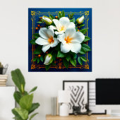 Blumenstrauß aus weißem Blume Poster (Heimbüro)