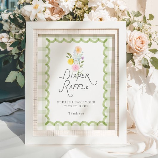 Blumenstrauß-Baby-Party-Windel-Raffle Poster