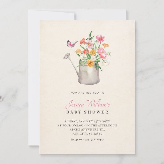 Blumenstrauß Babydusche Einladung (Vorderseite)