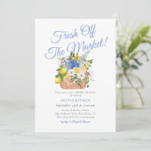 Blumenstrauß-Bauern Fresh off Market Brautparty Einladung (Stehend Vorderseite)