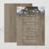 Blumenstrauß beleuchtet rustikale Holzverheiratung Begleitkarte (Vorne/Hinten)