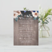 Blumenstrauß beleuchtet rustikale Holzverheiratung Begleitkarte (Stehend Vorderseite)