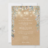 Blumenstrauß beleuchtet Rustikale Kraft Hochzeit Einladung (Vorderseite)