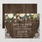 Blumenstrauß beleuchtet Rustikales Land Save the D Date (Vorne/Hinten)