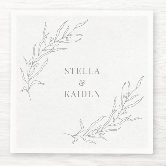 Blumenstrauß-Blätter Sketch Einfach Elegante Moder Serviette