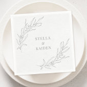 Blumenstrauß-Blätter Sketch Einfach Elegante Moder Serviette