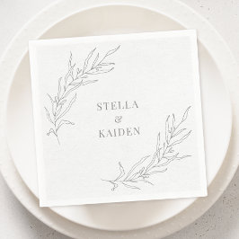 Blumenstrauß-Blätter Sketch Einfach Elegante Moder Serviette