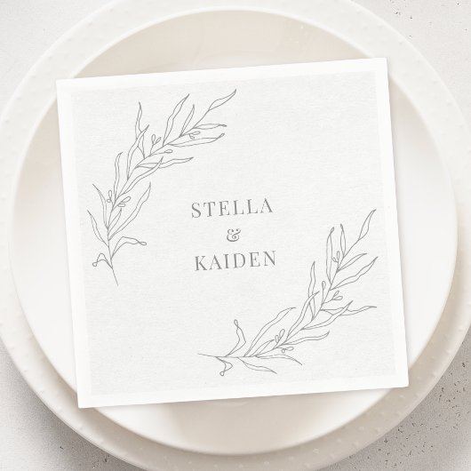 Blumenstrauß-Blätter Sketch Einfach Elegante Moder Serviette