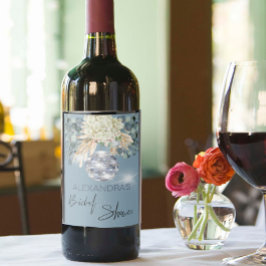 Blumenstrauß, blau Disco Brautparty Weinkarte Weinetikett