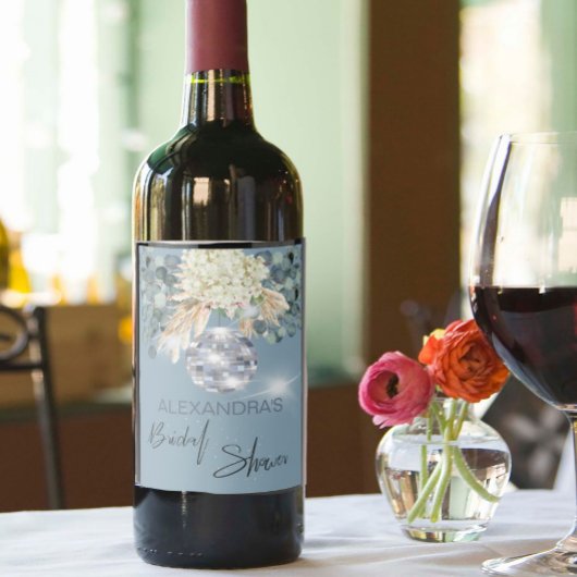 Blumenstrauß, blau Disco Brautparty Weinkarte Weinetikett