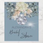 Blumenstrauß, blau Disco Brautparty Weinkarte Weinetikett (Einzelnes Label)