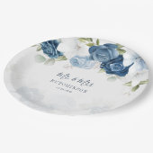 Blumenstrauß Blaue Grüne Hochzeitsempfehlung Pappteller (Schrägansicht)