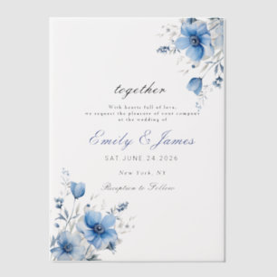 Blumenstrauß Blaue Hochzeit Pergament Einladungen