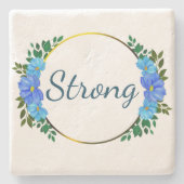 Blumenstrauß Blauer Text Einfache Ermutigung Steinuntersetzer (Vorderseite)