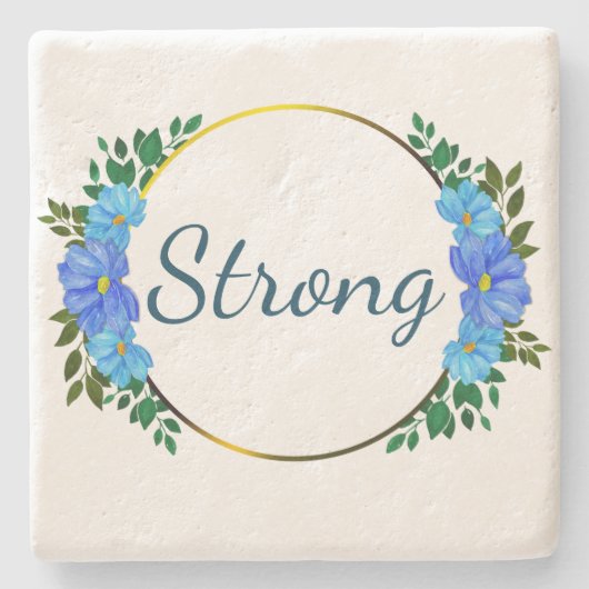 Blumenstrauß Blauer Text Einfache Ermutigung Steinuntersetzer (Vorderseite)