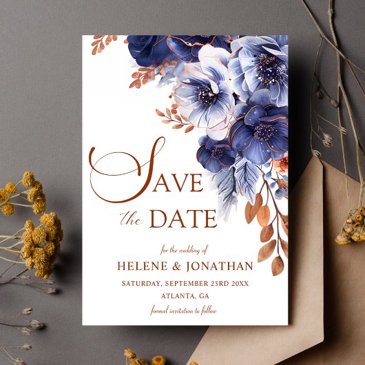 Blumenstrauß Blue Terracotta Boho Elegante Hochzei Save The Date