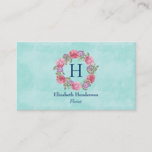 Blumenstrauß Blume Aquarell Rosa und Lila Visitenkarte (Vorderseite)