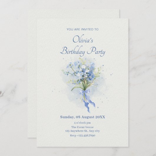 Blumenstrauß Blume Geburtstag Einladung (Vorne/Hinten)