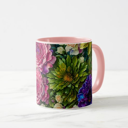 Blumenstrauß Blume Rosa Tasse Cup (VorderseiteRechts)