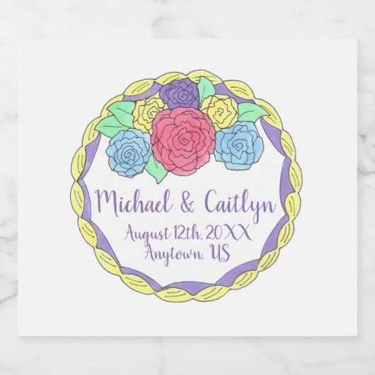 Blumenstrauß-Blume Rose Brautparty Hochzeitstorte Bierflaschenetikett (Einzelnes Label)