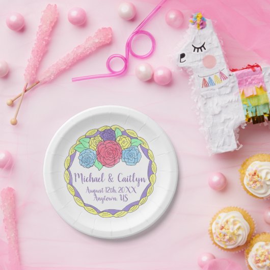 Blumenstrauß-Blume Rose Brautparty Hochzeitstorte Pappteller (Party)