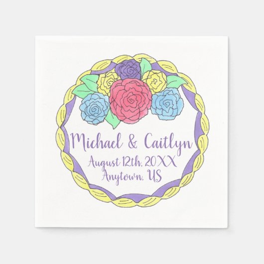 Blumenstrauß-Blume Rose Brautparty Hochzeitstorte Serviette (Vorderseite)