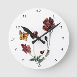 Blumenstrauß-Blume Runde Wanduhr