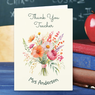 Blumenstrauß Blumen Hübsch Personalisiert Lehrer Dankeskarte