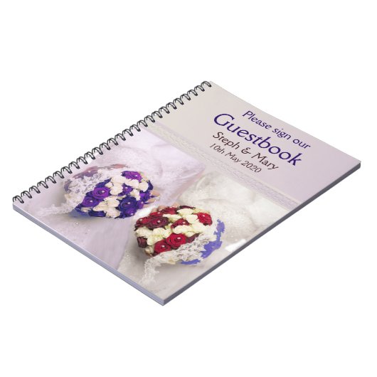 Blumenstrauß-BräuteGuestbook für eine lesbische Notizblock (Linke Seite)