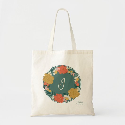 Blumenstrauß Brautparty Geschenk mit Monogramm Tragetasche (Vorne)