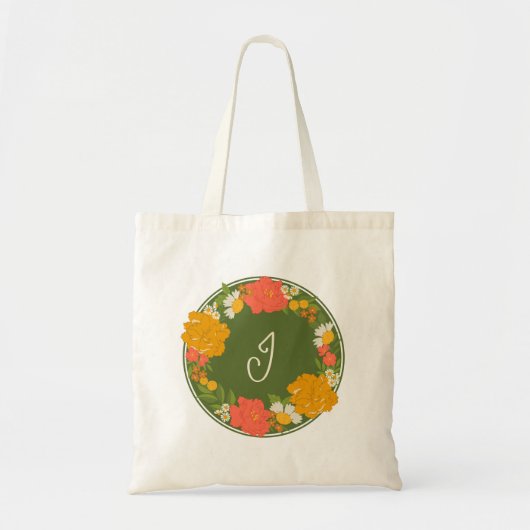 Blumenstrauß Brautparty Geschenk mit Monogramm Tragetasche (Vorne)