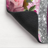 Blumenstrauß Burgund Pink Silber Imitate Glitzer M Mousepad (Ecke)
