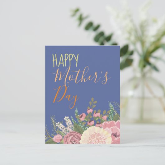 Blumenstrauß Dahlia / Muttertag Postkarte (Stehend Vorderseite)
