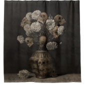 Blumenstrauß - Dahlie und Schädel Duschvorhang (Vorderseite)