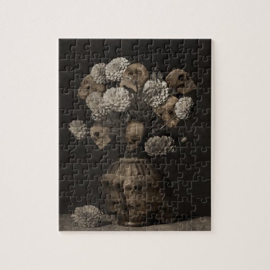Blumenstrauß - Dahlie und Schädel Puzzle (Vertikal)
