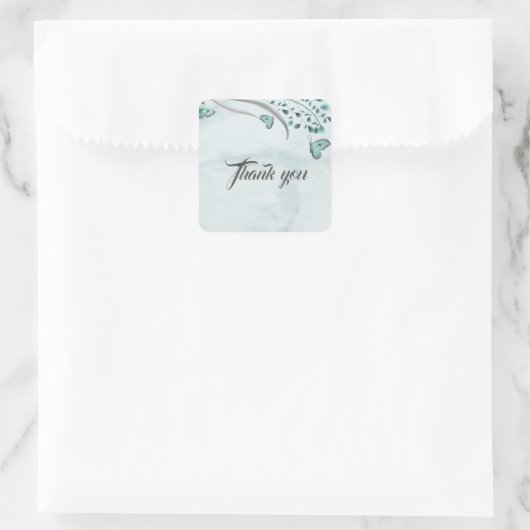 Blumenstrauß danke quadratischer aufkleber (Tasche)