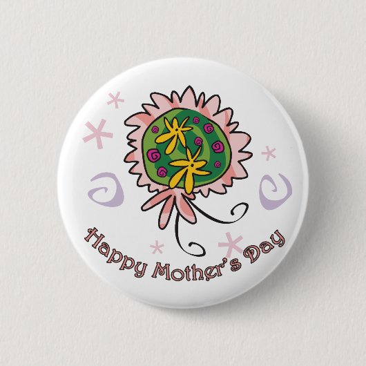 Blumenstrauß der Mutter Tages Button (Vorderseite)