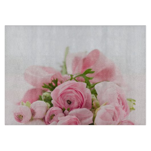 Blumenstrauß der rosa Rosen Schneidebrett (Vorderseite)