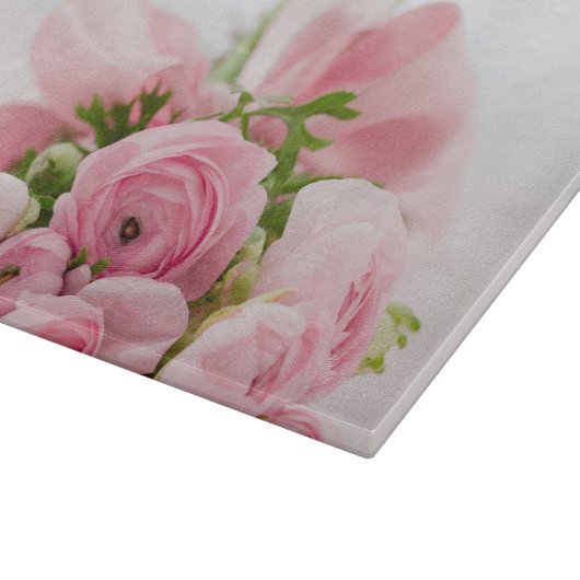 Blumenstrauß der rosa Rosen Schneidebrett (Ecke)