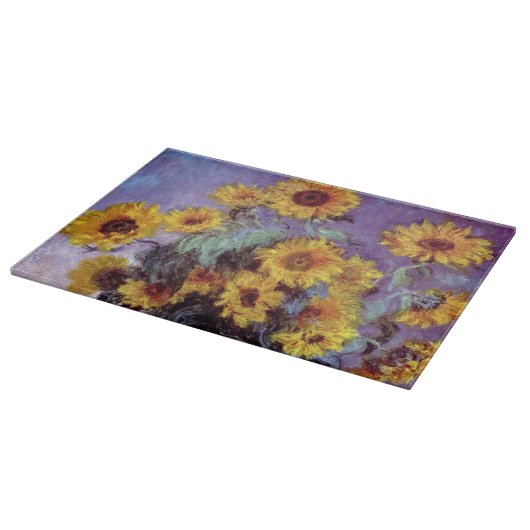Blumenstrauß der Sonnenblumen durch Claude Monet, Schneidebrett (Ecke)