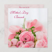 Blumenstrauß des rosa Brunch der Rosen-Mutter Einladung (Vorne/Hinten)