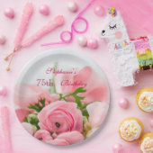 Blumenstrauß des rosa Rosen-75. Geburtstages Pappteller (Party)